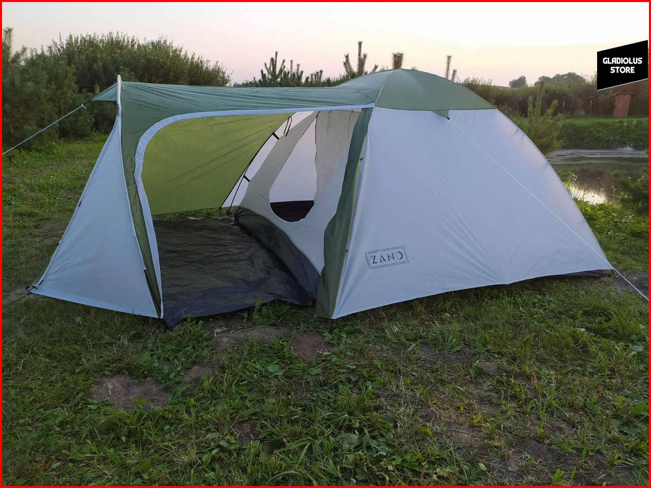 

Палатка туристическая Zano Vigo-4A на 4 места (зеленый) Четырехместная Двухслойная Клеенные швы Тамбур, Зелёный