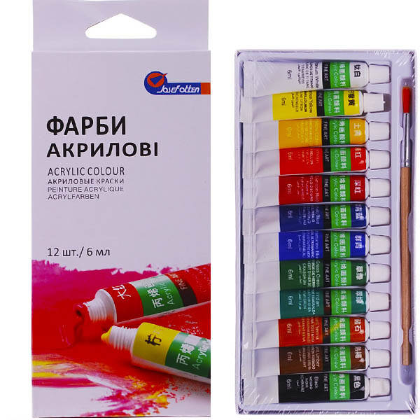 

Акрилові фарби "Basics" 12кольор.*6мл,EA1206M