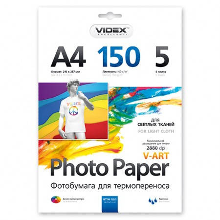

Videx Фотобумага WTTA4 150/5 термотрансферная 5 листов