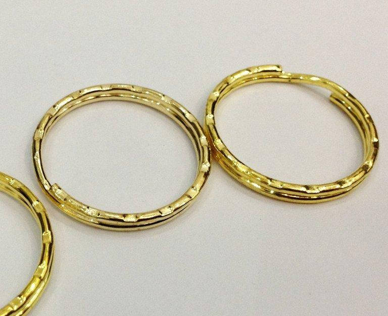 

Кольцо заводное рифленое золото 28 мм для ключей (качество)