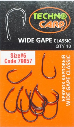 

Крючок карповый "Wide Gape CLASSIC" №4 NEW ( Технокарп )