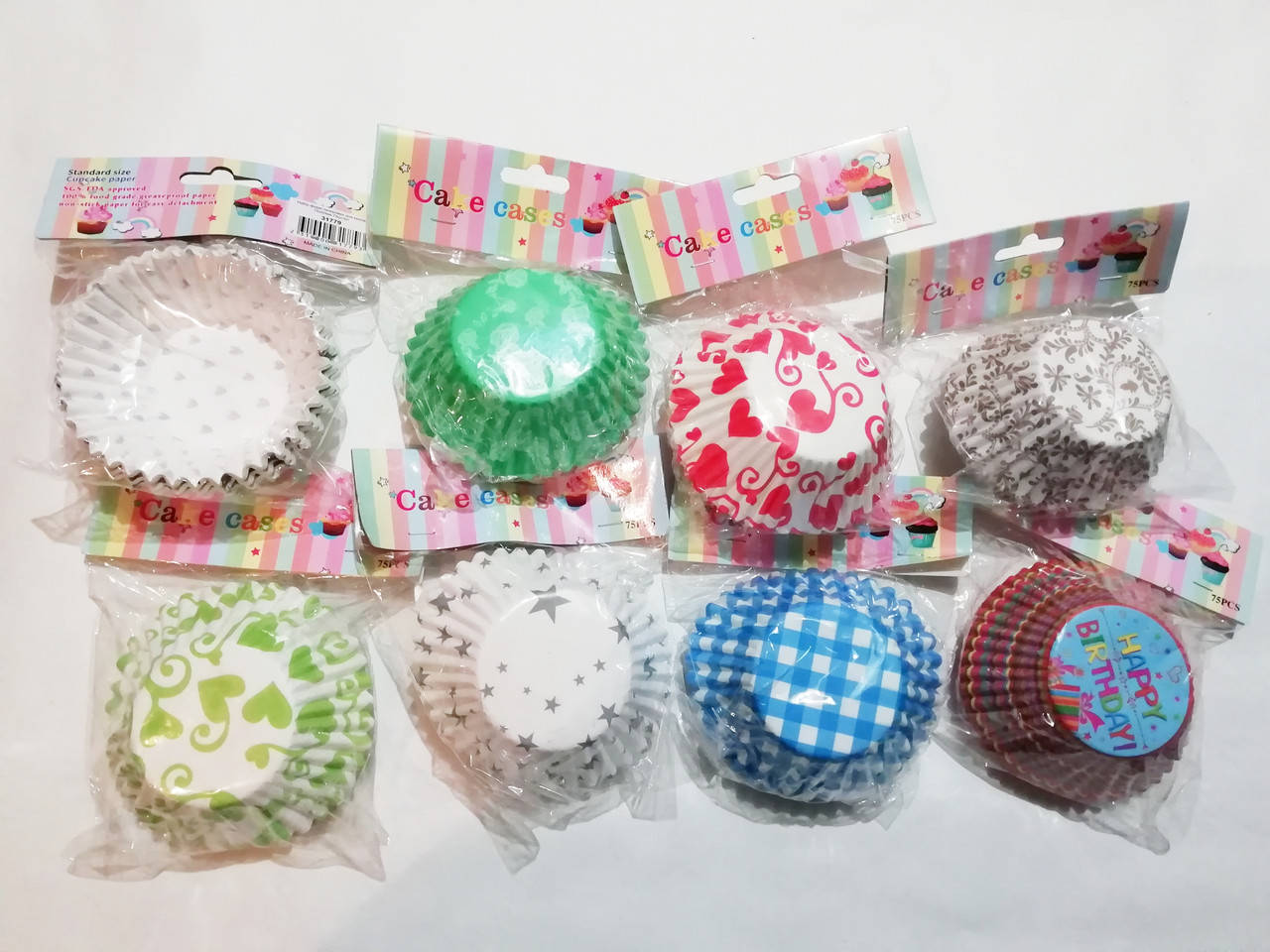 

Набор бумажных форм для выпечки кексов 8*3,5 см 75 шт, Разные цвета