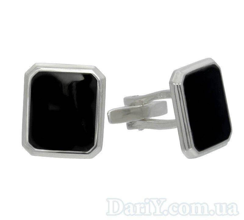 

Серебряные запонки "Фердинанд" с черной эмалью