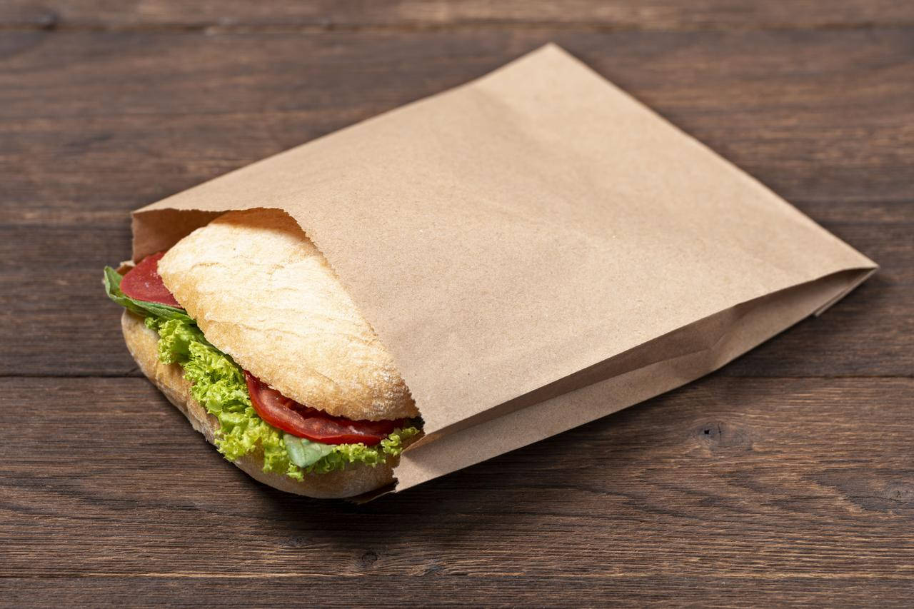 

Пакет для булочек, горячей выпечки 170*30*230 мм. Крафт пакет бурый для бургера