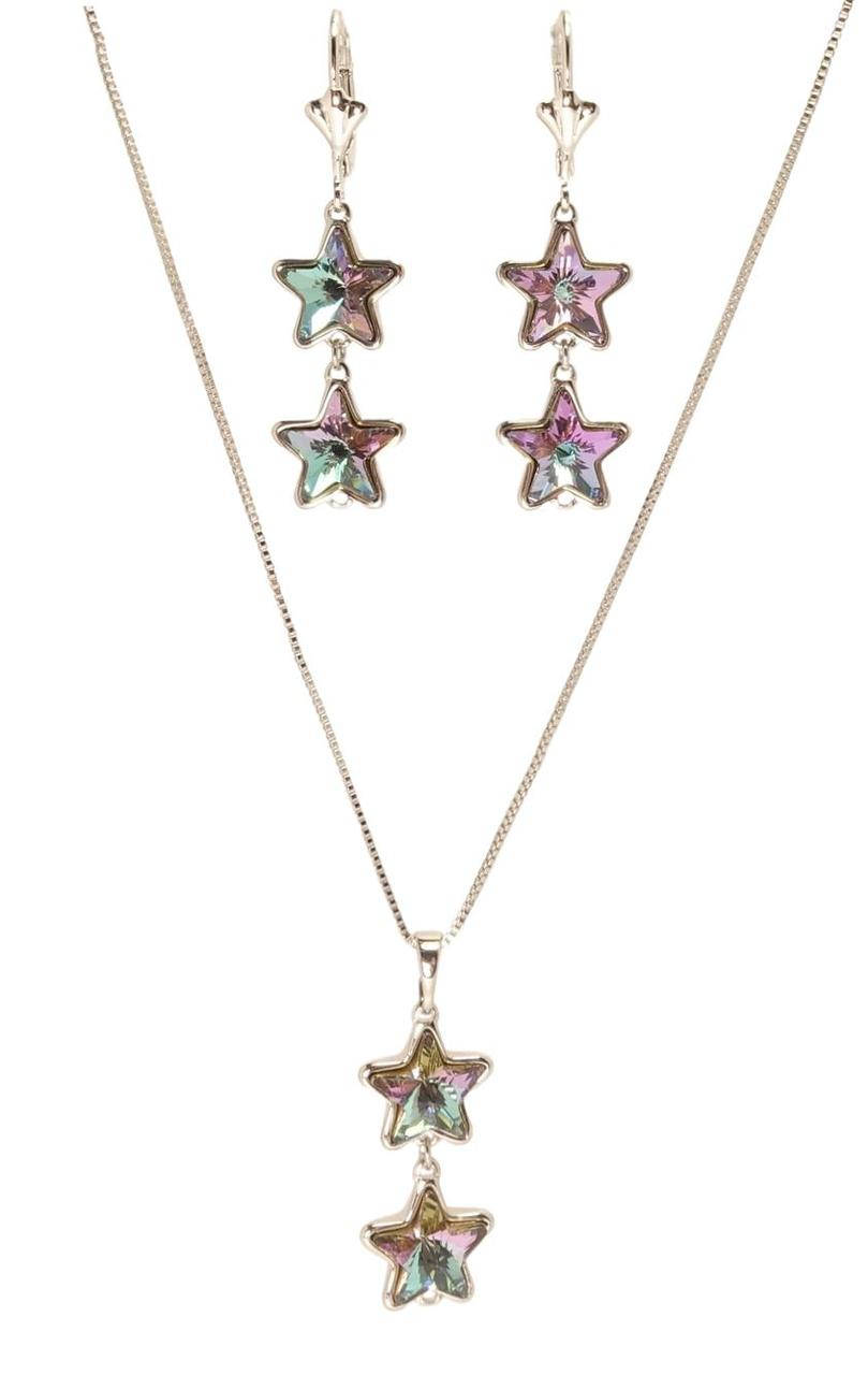 

Набор Xuping Родий с кристаллами Swarovski Серьги Кулон на цепочке "Звездные подвески с кристаллами" длина