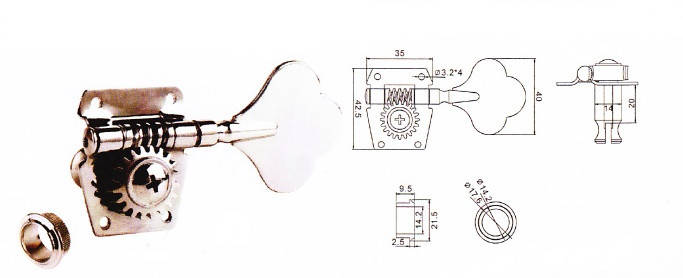 

Колковая механика для бас гитары Ninbo Y8826 (односторонняя)