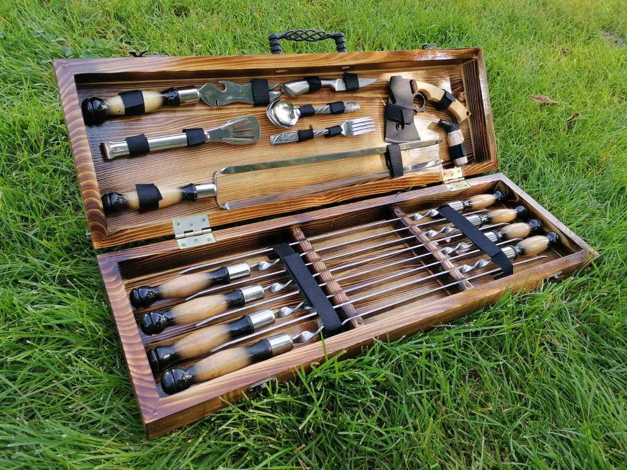 

Подарочный набор шампуров ручной работы для шашлыков Форест 9 Подарок руководителю на праздник день рождение