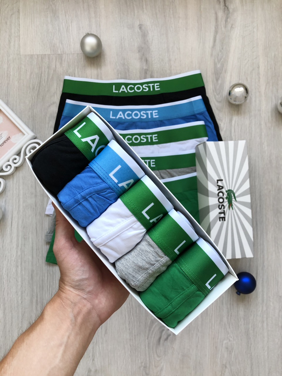 

Набор мужского белья LACOSTE! | Мужские трусы Лакост 5 шт + подарочная упаковка!