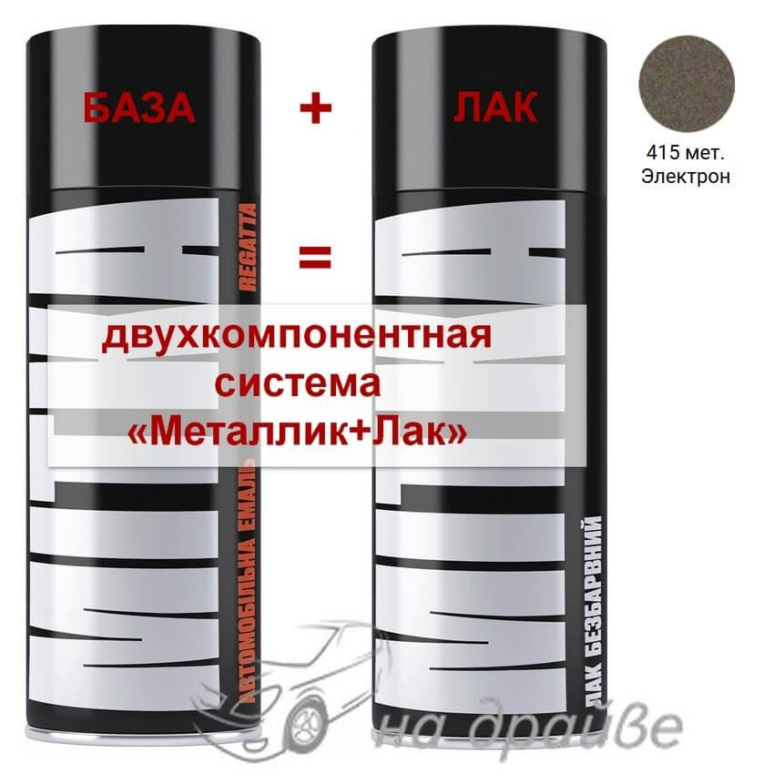 

Эмаль базовая 415 Электрон металлик + Лак аэрозоль 400мл Mitka, Темно-серый