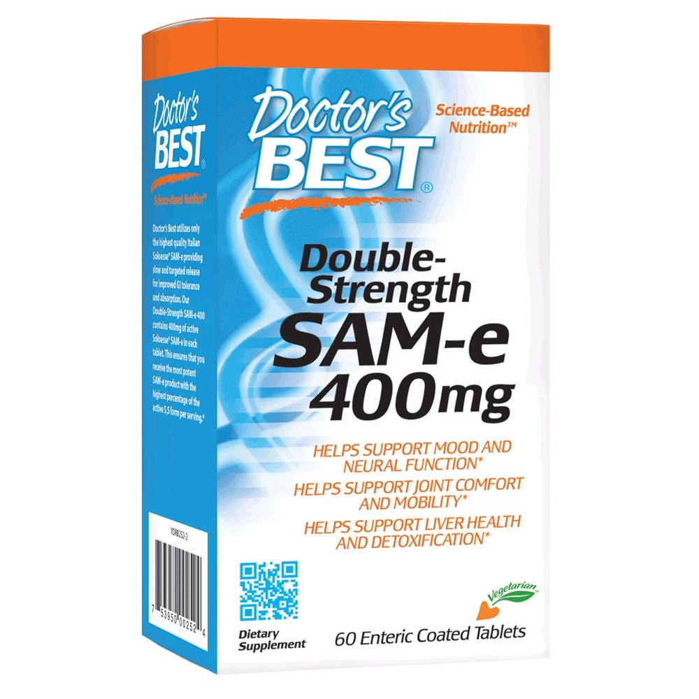 

Doctor's Best SAM-e 400 двойного действия, 60 таблеток