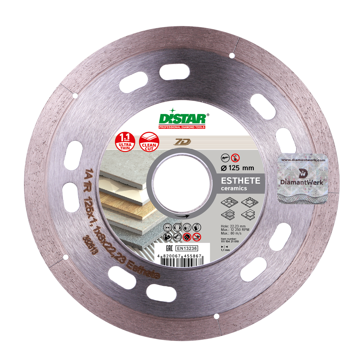 

Круг отрезной алмазный 7D 125x1,1/0,8x8x22,23 Esthete//DiStar