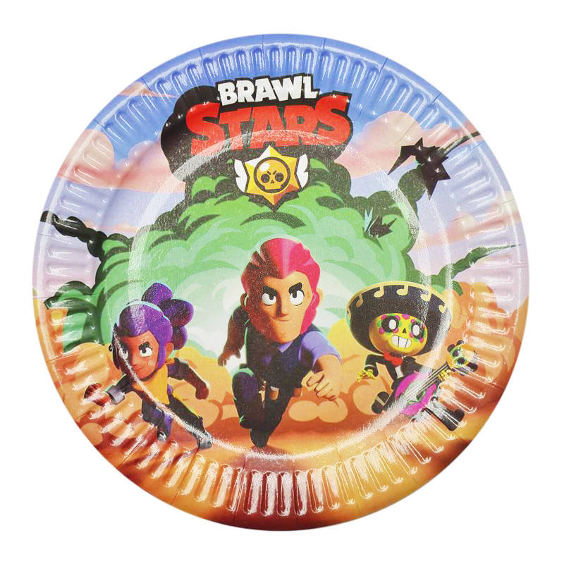 

Тарелки 18см (10 шт) в стиле "Бравл Старс / Битва звезд" . бумажные одноразовые.