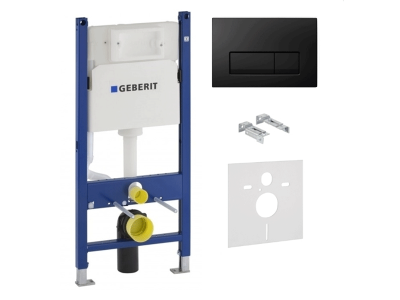

Инсталляционная система GEBERIT Duofix д/унитаза 458.126.00.1 + клавиша 115.105.DW.1 глянец черный