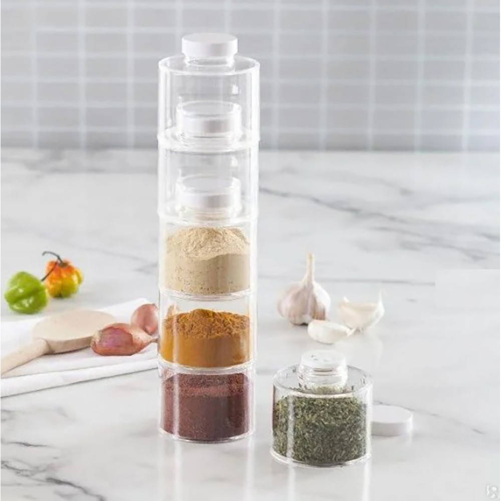 

Набор для специй Spice Tower 6 шт / Органайзер для специй / Баночки для специй, Прозрачный