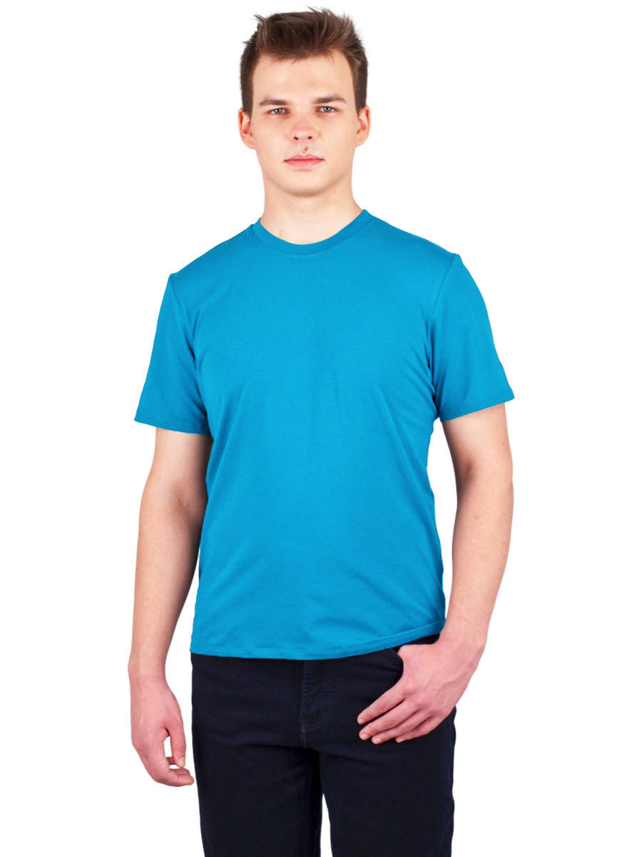 

Качественная трикотажная однотонная мужская футболка хлопок короткий рукав Пані Яновська ФМ-01 бирюза 56(р)