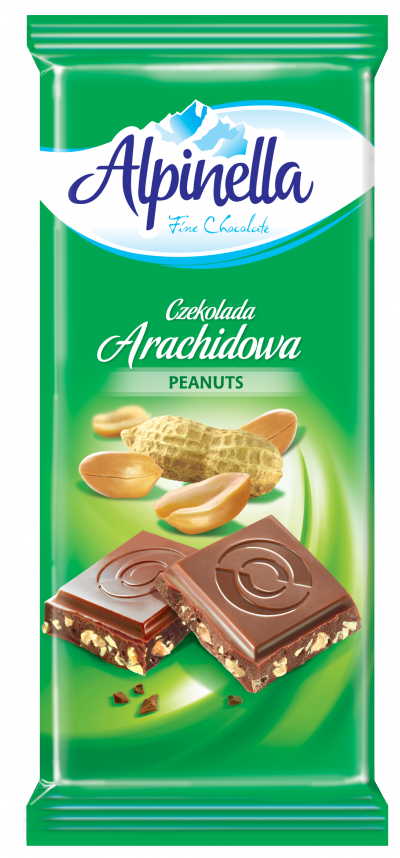 

Польский шоколад Alpinella Альпинелла нежный молочный с арахисом 90г Польша