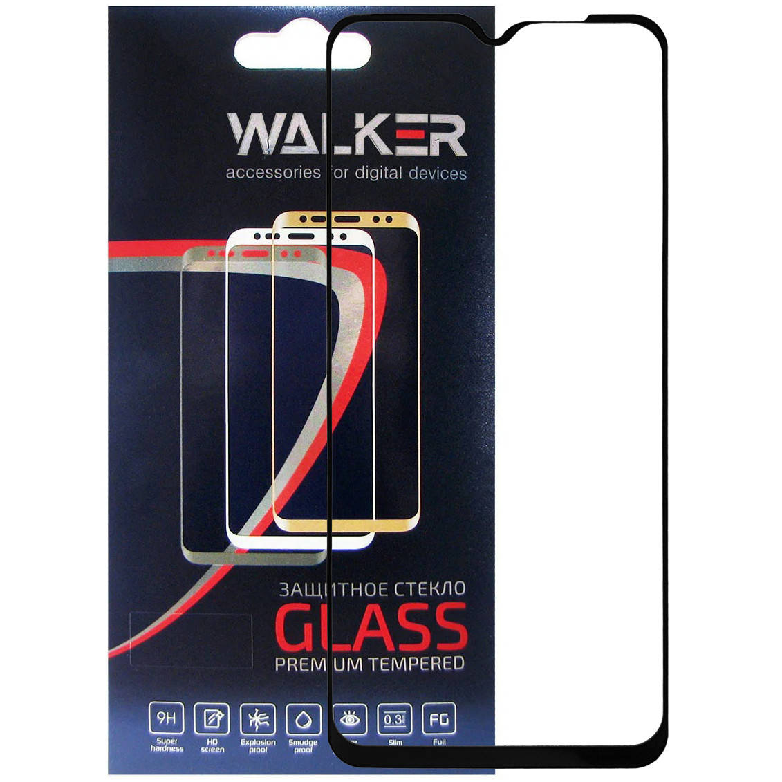 

Защитное стекло Walker 3D Full Glue для Xiaomi Redmi 9A / 9C Black, Черный
