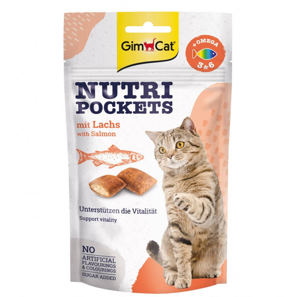 

Витаминное лакомство для кошек GimCat Nutri Pockets Лосось с Омега 3 и 6, 60г