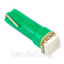

Светодиодная лампа Т5 1 SMD 12v зеленый , крупный диод 5050