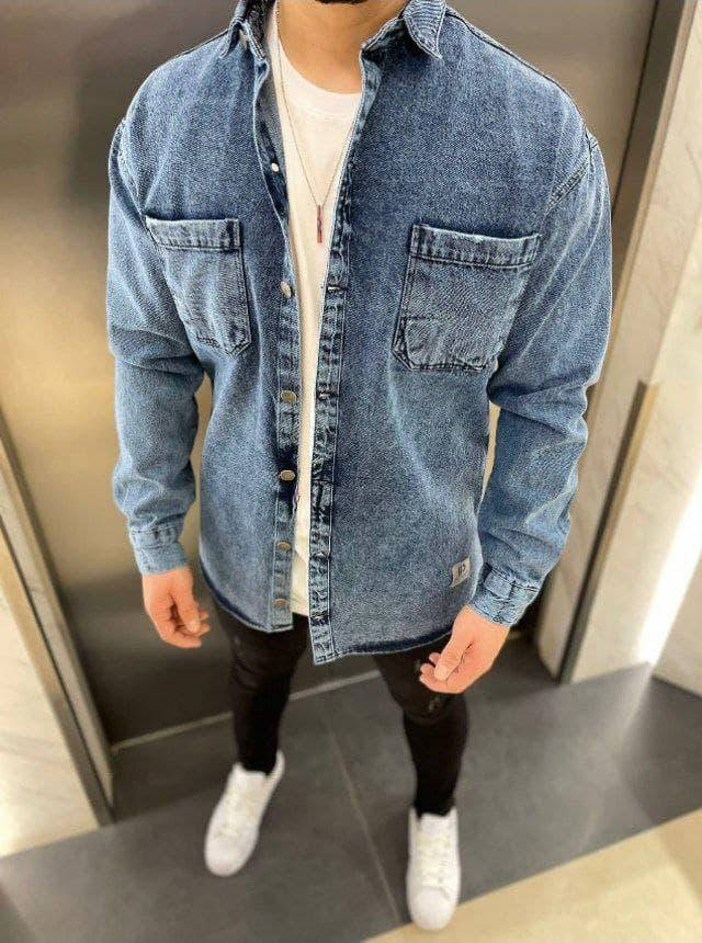 

Мужская джинсовая рубашка в стиле Oversize, размеры S-XXL, в расцветках