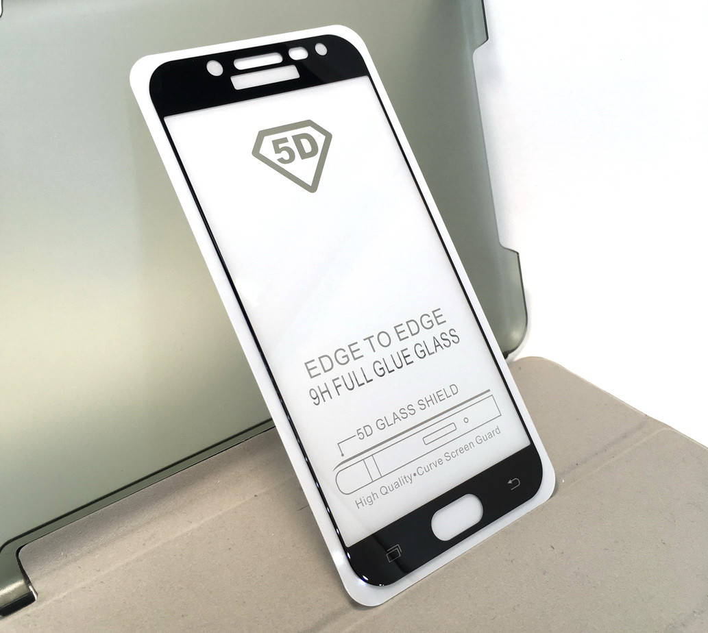 

Samsung j5 2017, j530 защитное стекло на телефон противоударное 5D Black Full Glue черное, Черный