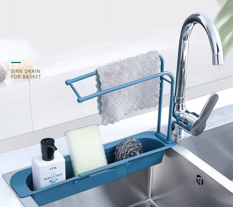 

Телескопический органайзер для раковины. Синий Кладовка