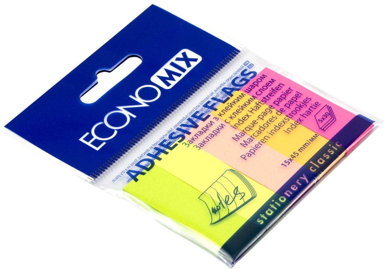 

Стікери-закладки "Economix" 5неон. кольорів,150шт №Е20935(20)