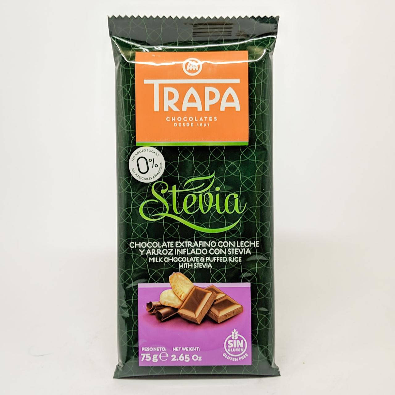 

Шоколад без сахара Trapa Stevia Milk Chocolate with Puffed Rice