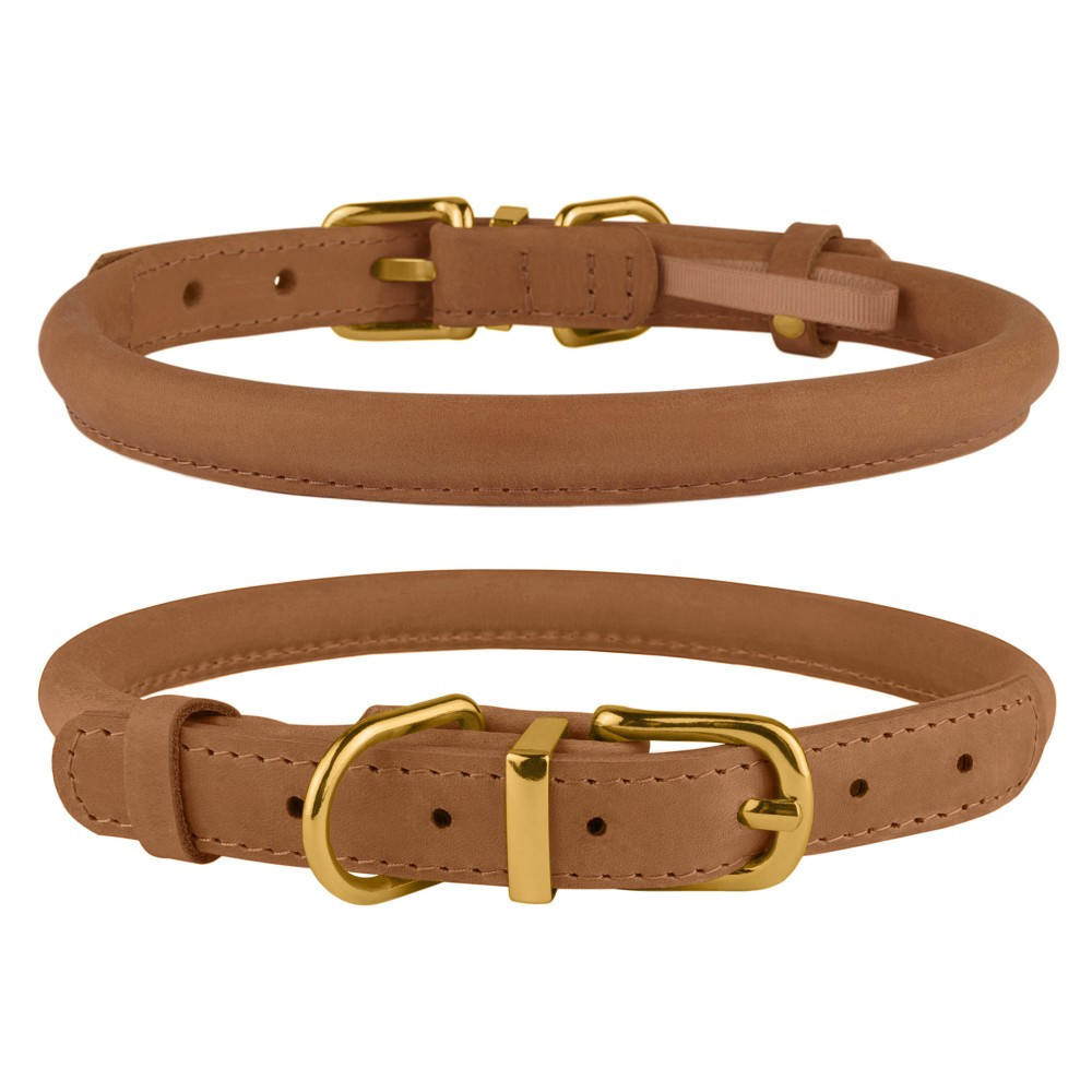 

Ошейник для собак круглый кожаный BronzeDog Premium Crazy 2XS, светло-коричневый