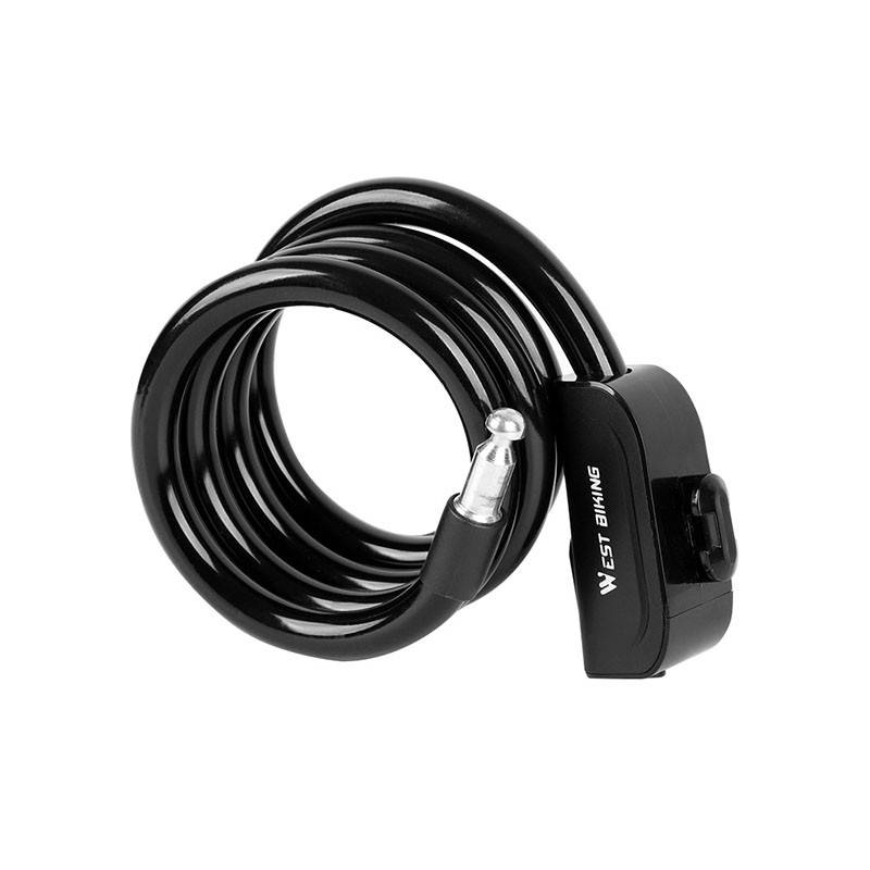 

Замок велосипедный West Biking YP0705047 Black с ключом 1,2 m противоугонный велозамок