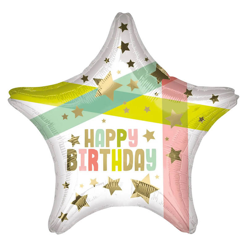 

Фольгированный шар звезда Happy Birthday звезды с конфетти 18" Китай