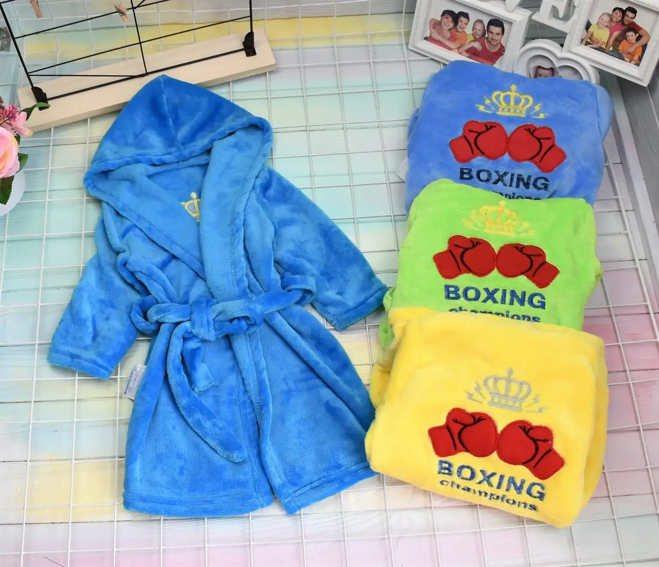 

Махровый халат на мальчика 86-92см "Boxing" жолтый, Желтый