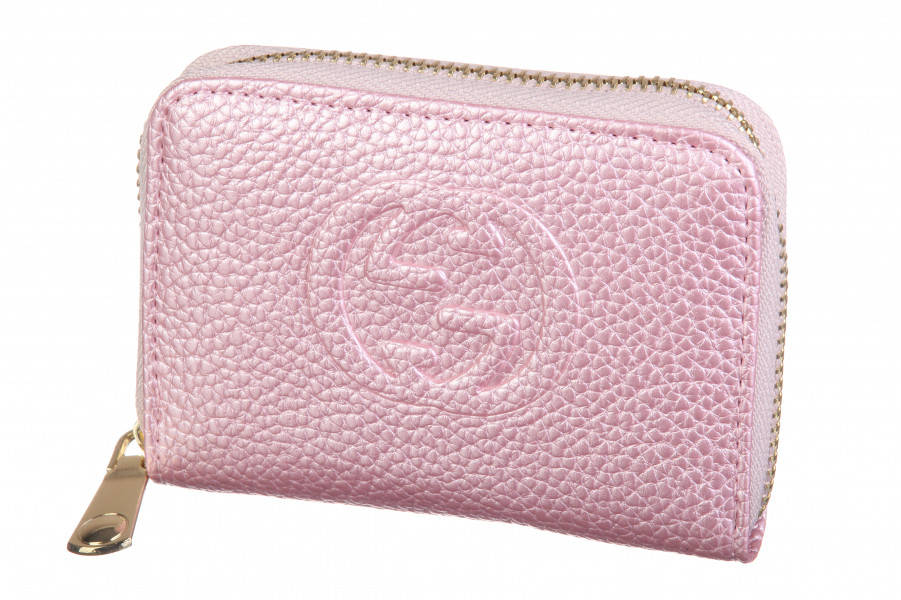 

Визитница женская с узорным тиснением на змейке (розовая), Розовый