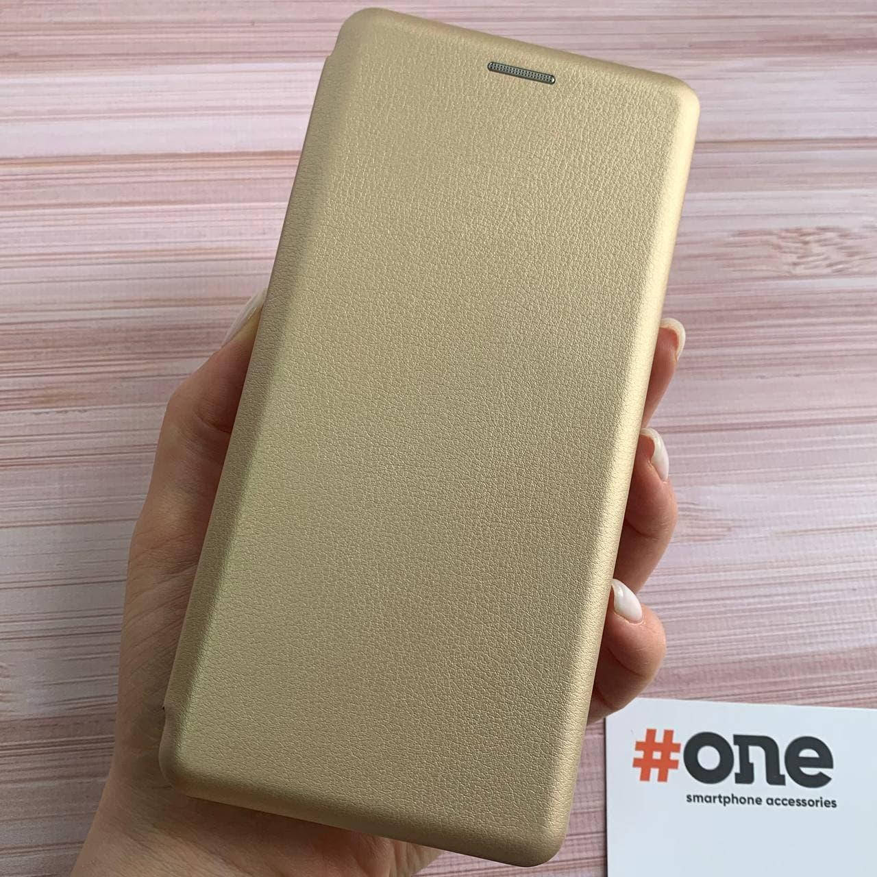 

Чехол книга для Xiaomi Redmi Note 10 с эко кожи с подставкой магнитом книжка на сяоми нот 10 золотая STN