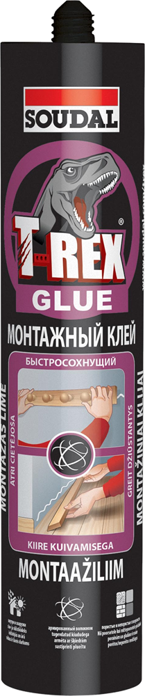 

Клей монтажный усиленный волокном быстросохнущий T-REX бежевый Soudal 310 гр, Светло-бежевый