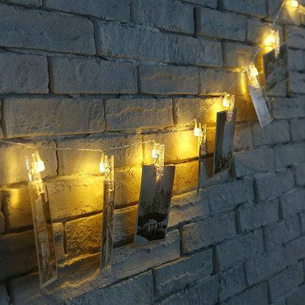 

Светодиодная Гирлянда с мини-прищепками для фото 2м 20led на батарейках