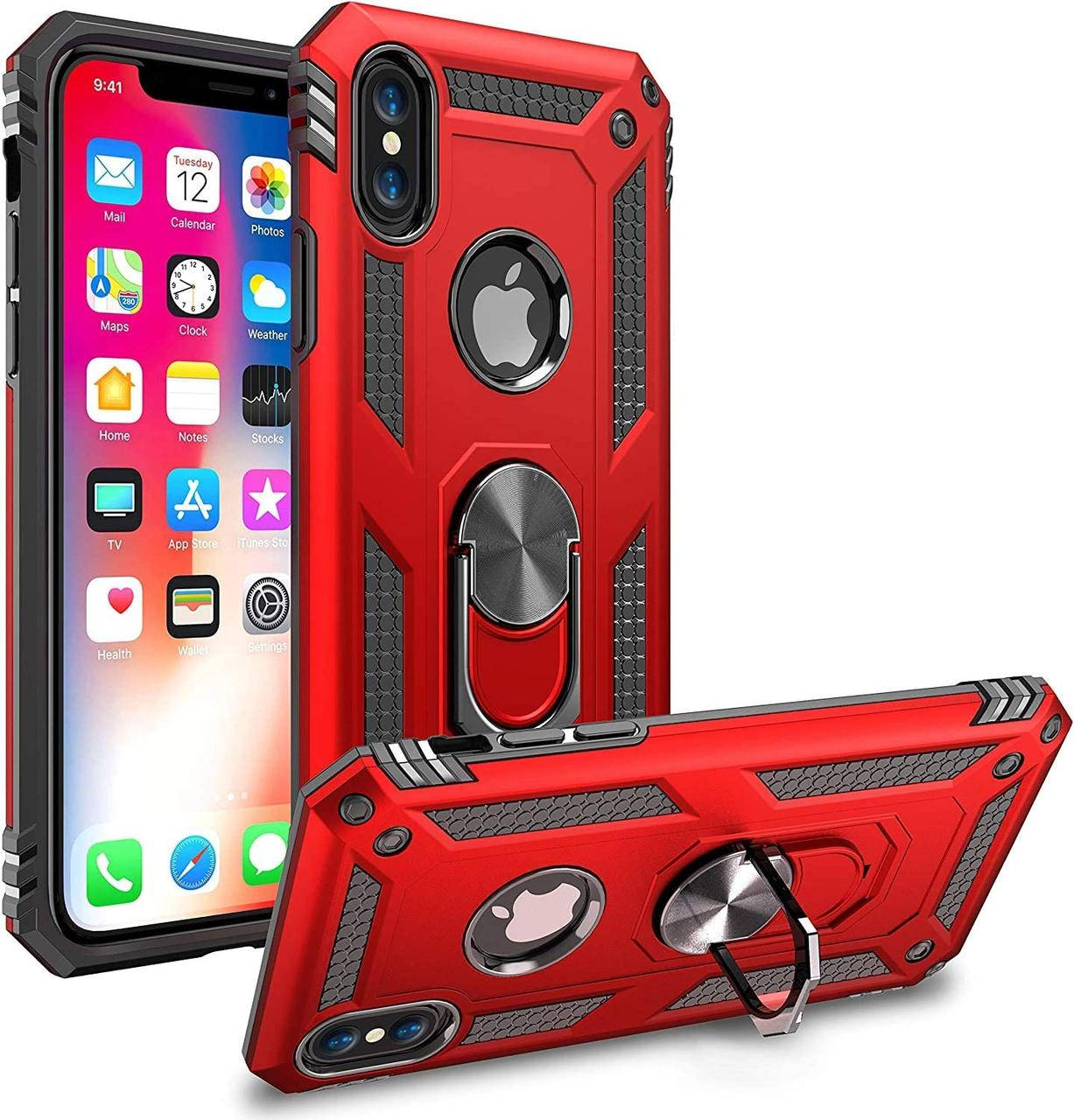 

Чехол Shield для Iphone XS Max бампер противоударный с подставкой Red