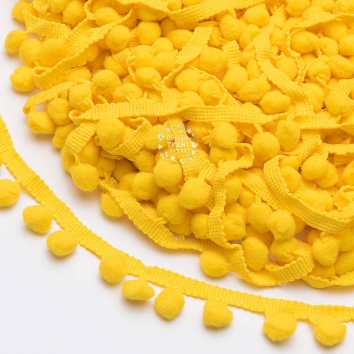 

Тесьма с редкими помпонами 10 мм ярко-жёлтого цвета, Желтый