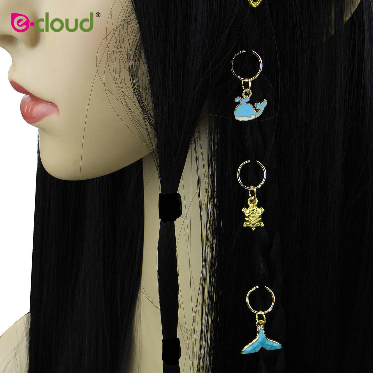 

Комплект с разными золотистыми кольцами и кольцами с цветными подвесками (8 шт)