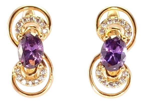 

Серьги Xuping Позолота 18K английский замок "Сиреневый кристалл в обрамлении петелек"