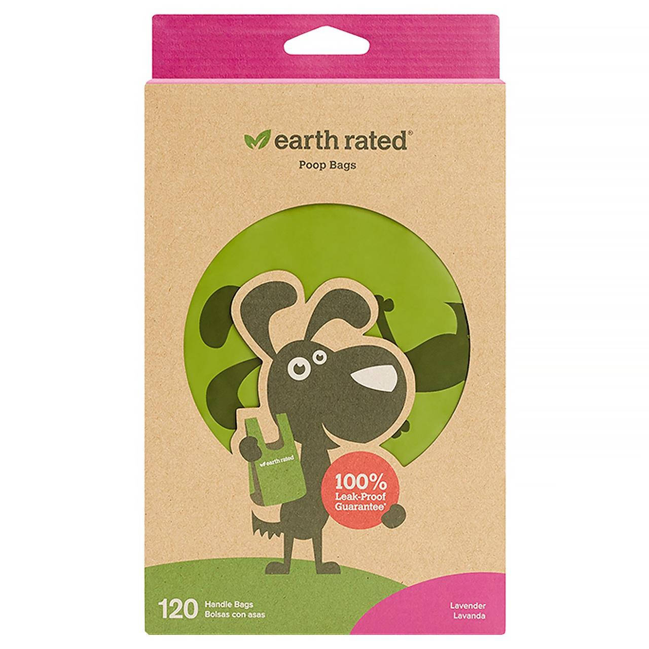 

Earth Rated, пакеты для уборки за собаками, с ручками, с запахом лаванды, 120 пакетов