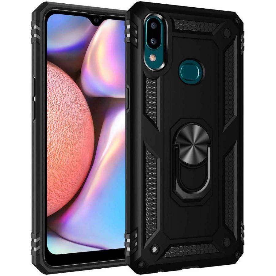 

Противоударный защитный чехол с кольцом под магнитный держатель на samsung a10s черный