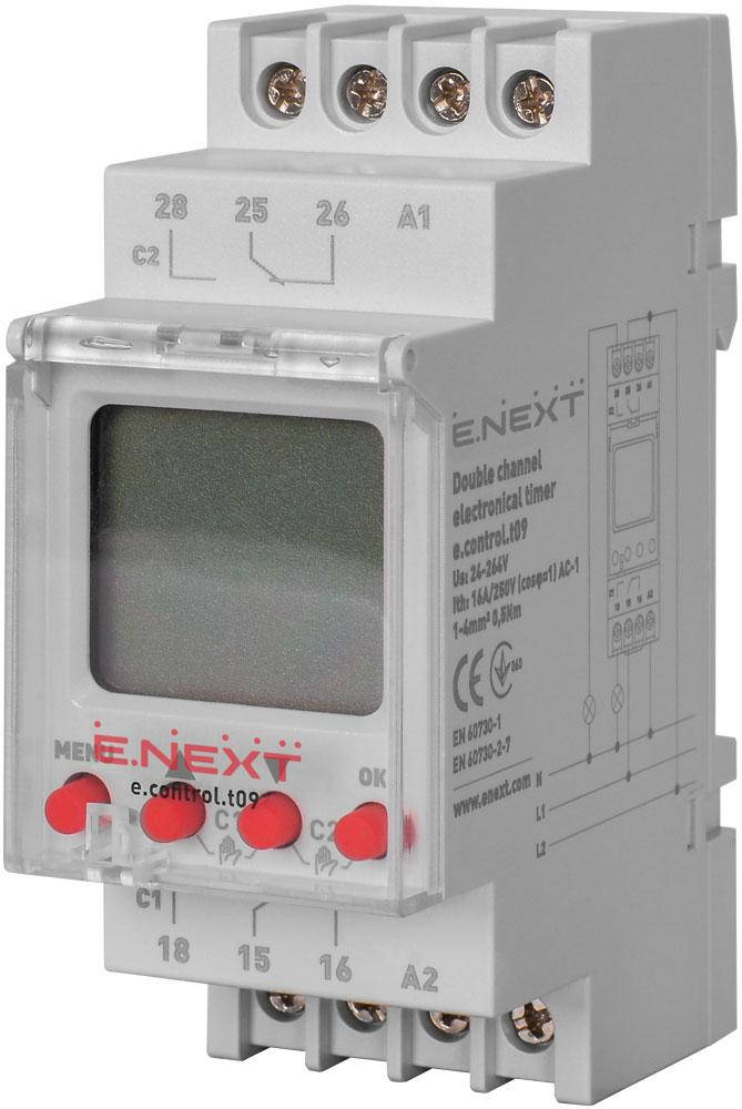 

Реле часу електронне двоканальне E.Next e.control.t09 i0310012