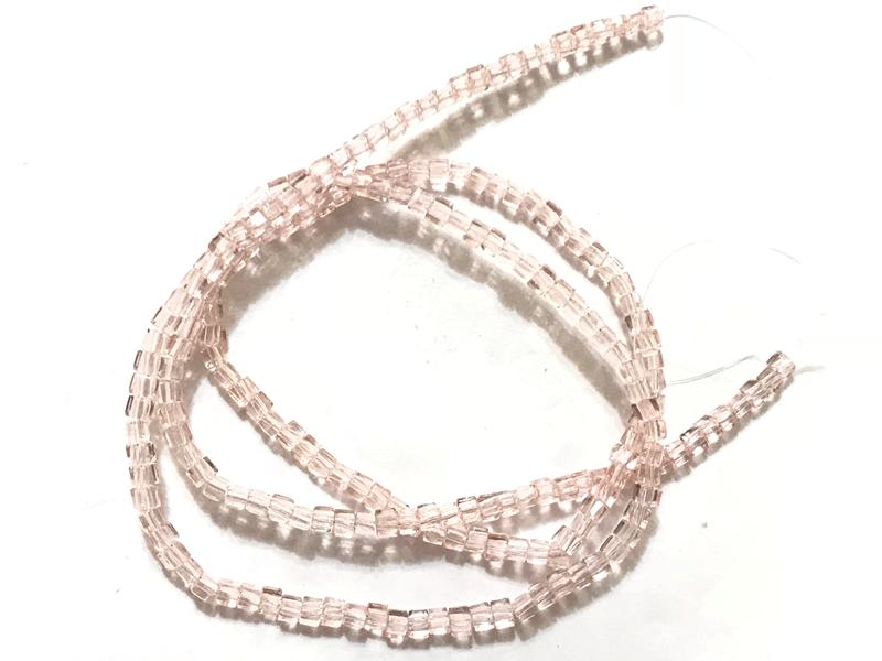 

Бусины на нитке Стекло кубики 2мм цвет розовый (~200 бусин на нитке)