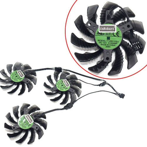 

Вентиляторы 3шт 75мм 12В 4пин T128010SU GTX 980 1060 1070 1080