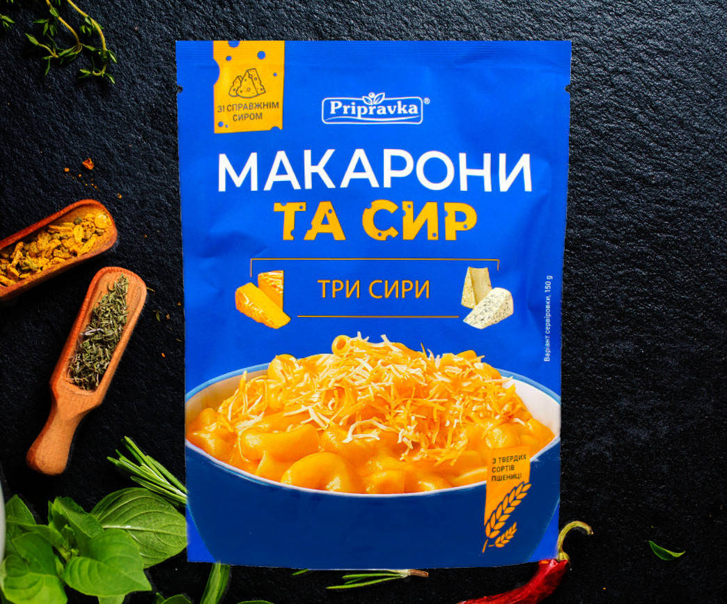 

ТМ "Приправка" Макароны и сыр (три сыра)150 г (8 шт/ящ)
