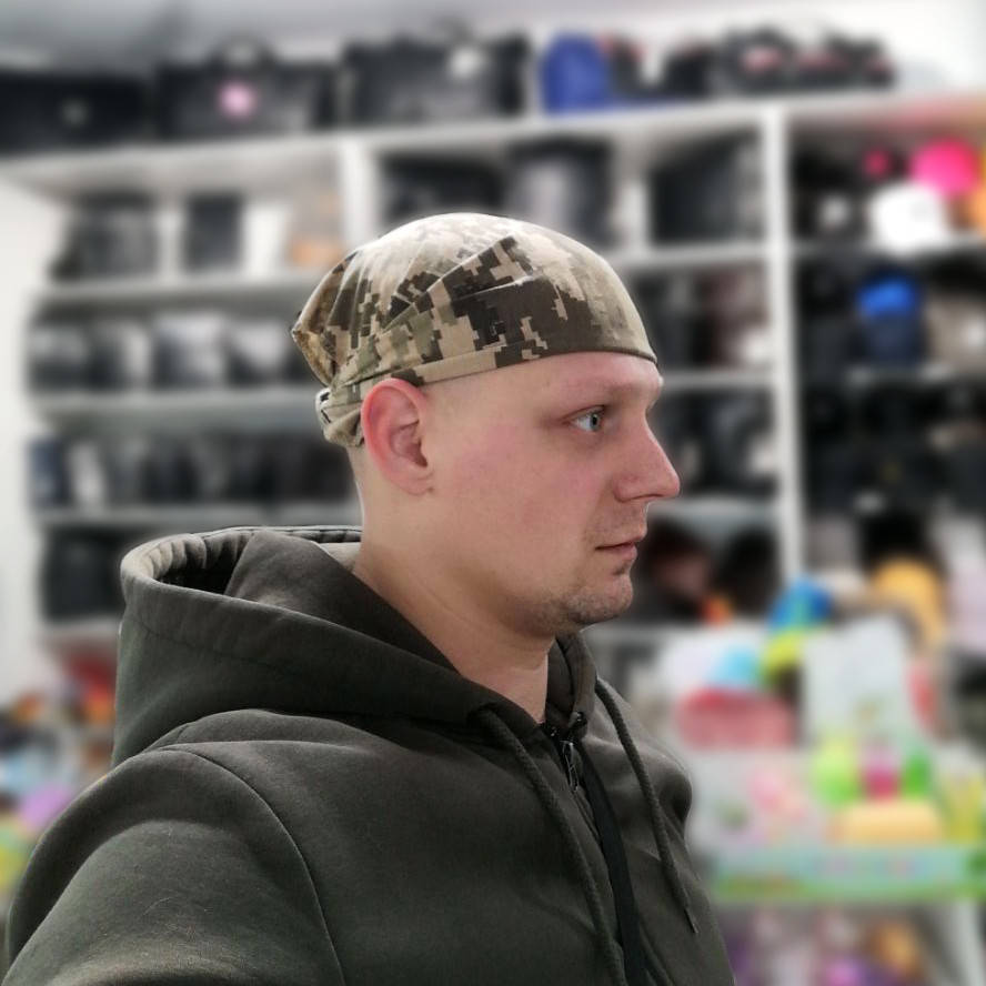 

Бандана зеленая камуфляж летняя на голову, мужская/женская бандана военная пиксельная на лето топ, Зелёный