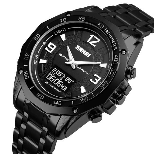 

Мужские кварцевые часы Skmei Kompass PRO Black ударостойкие