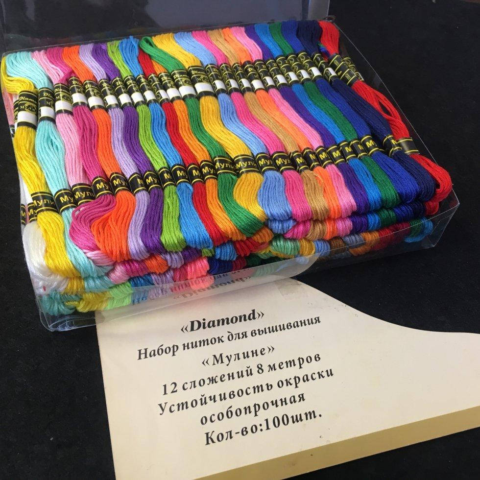 

(100шт 12 сложений по 8м) Набор мулине (нитки для вышивания) Цвета - Микс