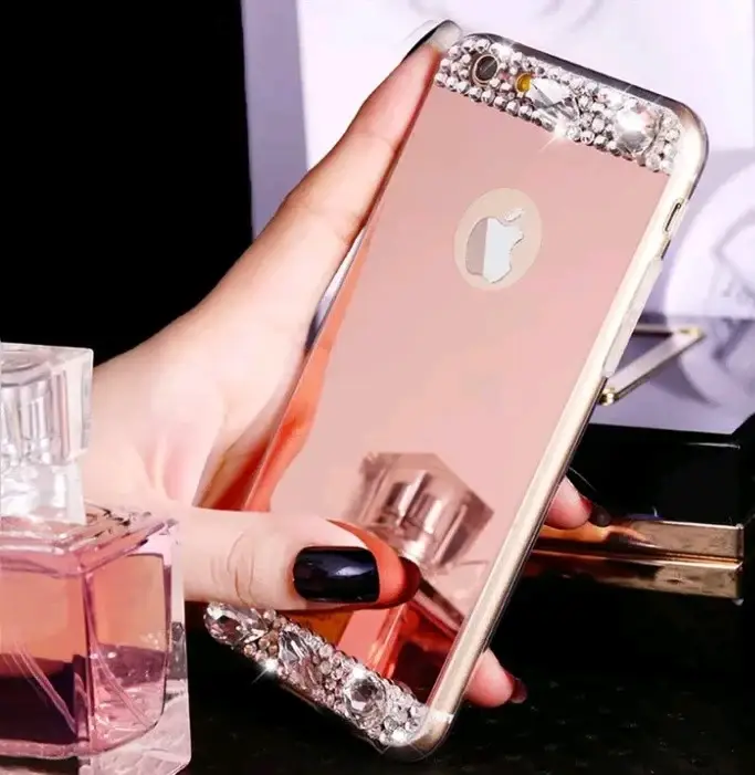 

Силиконовый чехол для Apple iPhone 7 Rose-Gold с камнями, Розовое золото